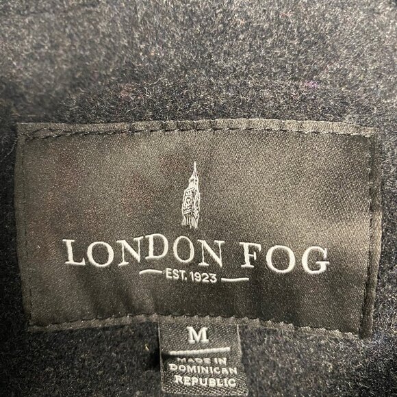London Fog Coat with Scarf black Wool blend outer polyester liner Dry Clean only - Picture 6 of 8